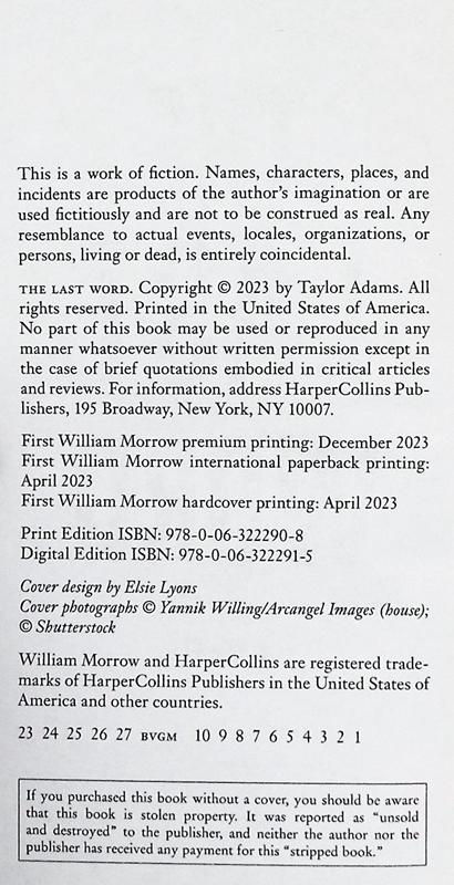 预售 【中商原版】末后的话 The Last Word 英文原版 Taylor Adams 悬疑惊悚 悬疑与推理小说 奇幻恐怖小说 流行小说 商品图4