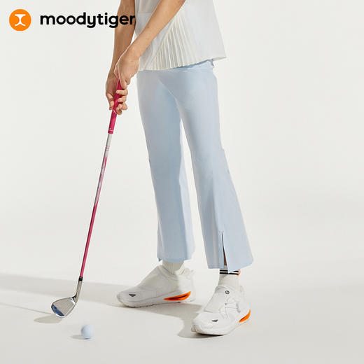 【24年夏新品】moodytiger儿童运动裤24年春季新款九分舒适运动喇叭裤41211303 商品图0
