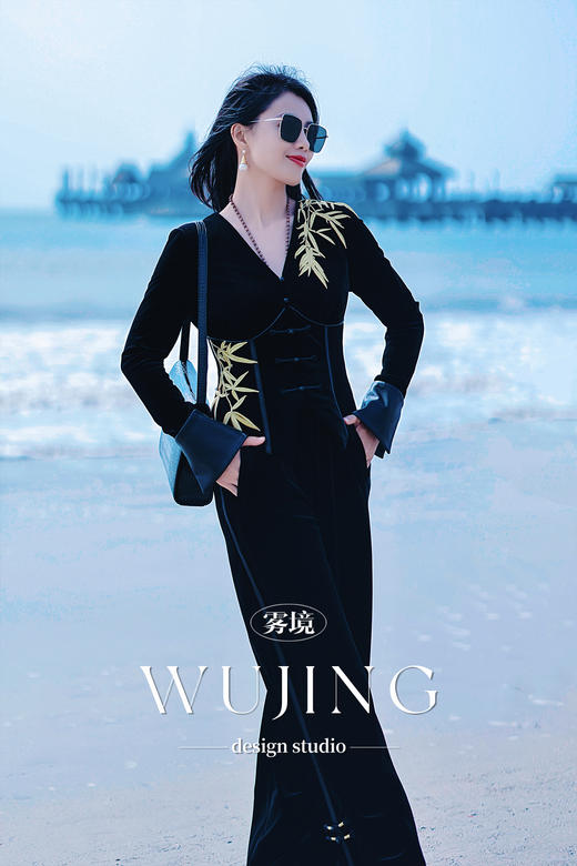 【雾境定制】黑金锦竹高级感新中式拼皮刺绣上衣外套  3203095 商品图1