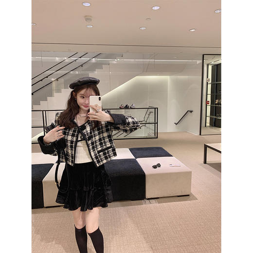 金蘑菇菇 布契拉提 / 小香风格子外套女+设计感白衬衫气质两件套 商品图4