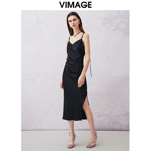 VIMAGE纬漫纪夏季新款显瘦洋气性感吊带连衣裙V2107714 商品图1