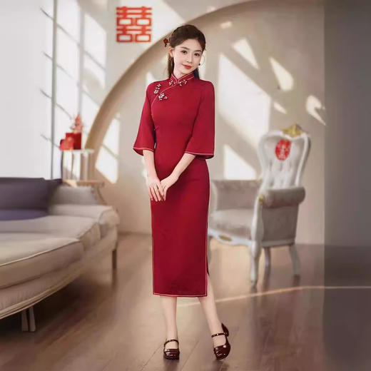 气质高端，敬酒服新娘新款中式年轻款少女订婚礼服夏季旗袍GSJ-804 商品图1