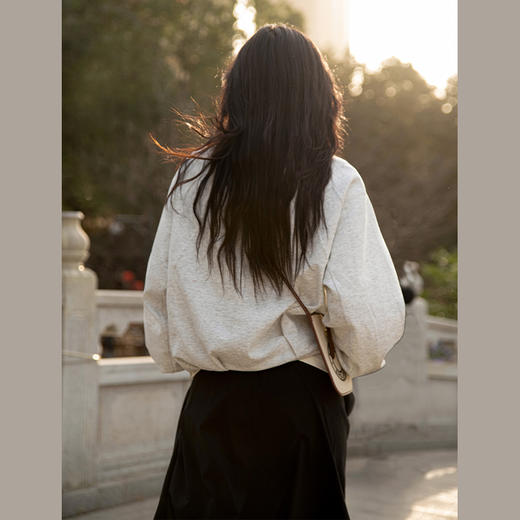 【90%棉】260g 含棉针织面料 慵懒减龄 圆领休闲套头卫衣 宽松运动长袖 商品图5