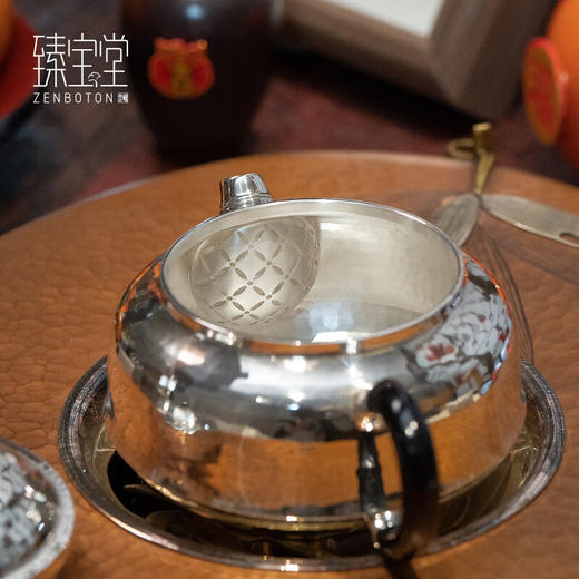 臻宝堂银壶9999纯银泡茶壶纯手工锤纹经典竹节小壶家用茶具足银高端茶壶 竹节小壶 容量约 200ml 重约146g 商品图2