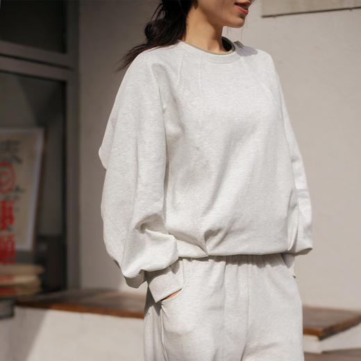 【90%棉】260g 含棉针织面料 慵懒减龄 圆领休闲套头卫衣 宽松运动长袖 商品图3