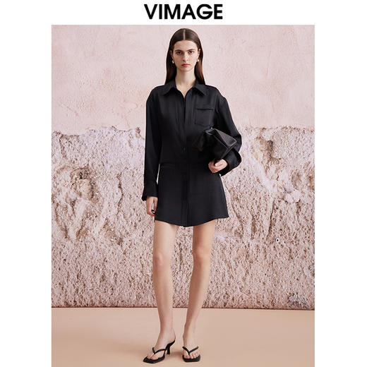 VIMAGE纬漫纪春季新款百搭显瘦衬衫连衣裙V2107737 商品图0