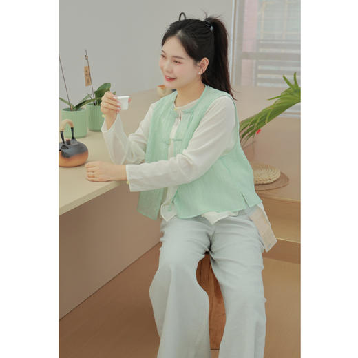 【线上专属】【线上专属】【清欢系列】圆领马甲（23804433-天缥） 商品图2