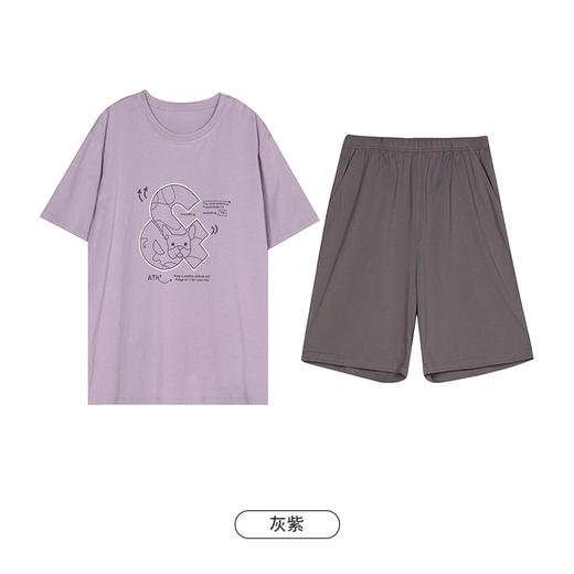 都市丽人都市锋尚舒适外出春夏睡衣男凉感无尘棉家居服薄款短袖短裤男士套装FH42A5 商品图12