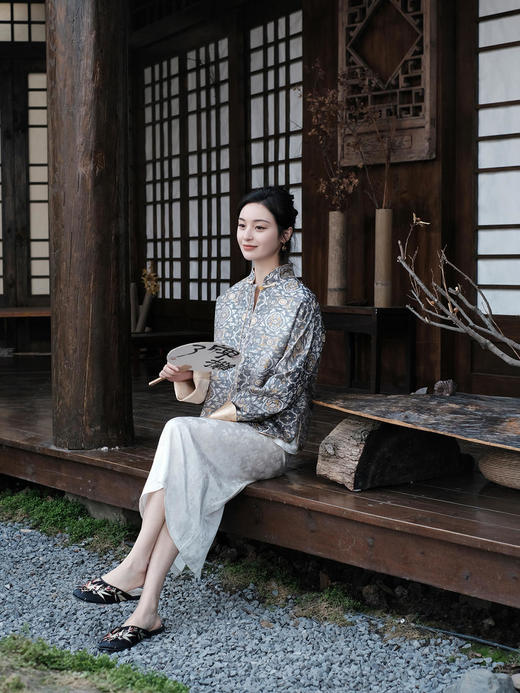 微瑕秒杀|  盛唐牡丹 |鹤鹿同春宋锦小立领外套[特价品](特殊商品不退不换) 商品图5