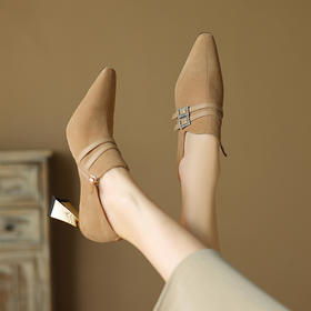 【预售5天】优雅百搭，羊猄皮尖头高跟深口单鞋FDME&FD8270