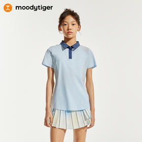 【24年夏新品】【高尔夫系列】moodytiger女童运动polo衫24年春新款拼接透气上衣	 41214105