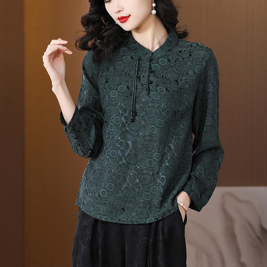 春夏款中老年仿真丝长袖衬衣上衣K-422H2158 商品图2