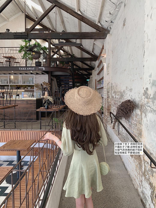 金蘑菇菇 双生 清爽甜系 私服V领高腰茶歇法式连衣裙女小个子短裙 商品图2