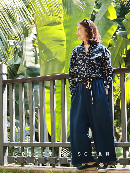 PETIT SCHAN小闪 CLO#445 52 Hertz whale 52赫兹的鲸 纯棉480g卫衣面料抽绳松紧腰九分阔腿直筒裤 商品图0