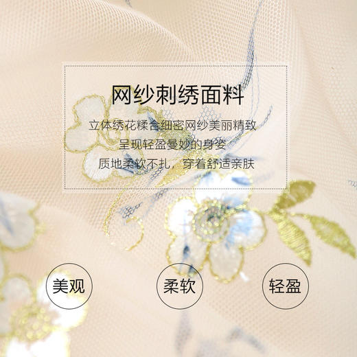 未风网纱刺绣改良旗袍领连衣裙女春2024春季新款女装国风长款裙子 商品图3