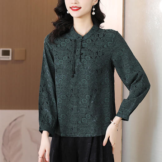 春夏款中老年仿真丝长袖衬衣上衣K-422H2158 商品图4