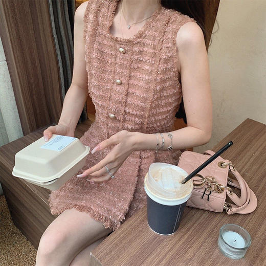 金蘑菇菇 Suave巴尔曼玫瑰 / 小香风套装气质收腰连衣裙肌理感夏 商品图2