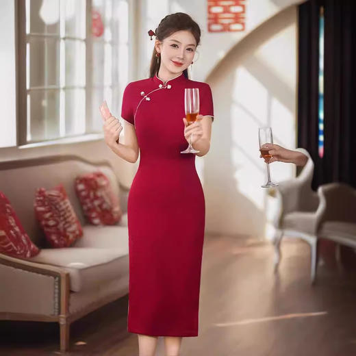春秋季新款，红色结婚日常可穿敬酒服新娘年轻款新中式改良旗袍GSJ-811 商品图1
