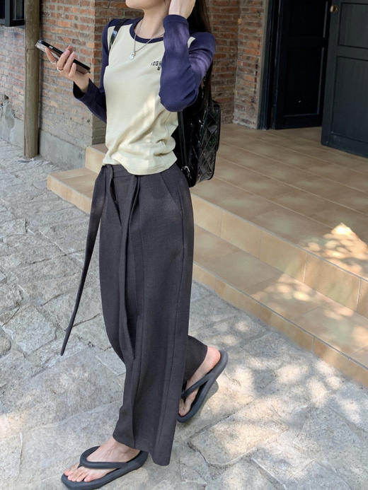 基础款撞色T恤 春款长袖T恤  时尚百搭 修身显瘦 韩国ins风 商品图2