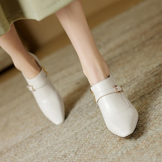 【预售5天】春季新款，性感百搭里外全真皮牛皮尖头深口高跟鞋FDME&FD8272 商品图1