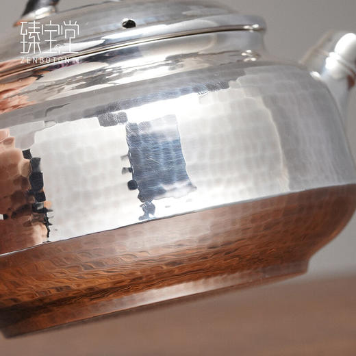 臻宝堂银壶9999纯银泡茶壶纯手工锤纹经典竹节小壶家用茶具足银高端茶壶 竹节小壶 容量约 200ml 重约146g 商品图3