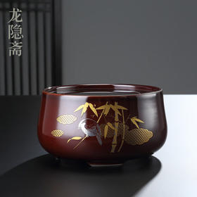 厂家直发/龙隐斋 【金光釉】古铜地竹鸟电陶炉家用功夫茶具烧水煮茶炉小型静音电茶炉泡茶专用茶炉