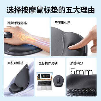 绿联鼠标垫护腕 人体工学护手腕托【柔软记忆棉】笔记本电脑桌面硅胶防滑手托 男女生办公游戏鼠标垫 商品图1