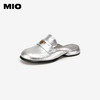 MIO米奥夏季拖鞋纯色低跟牛皮革面料时尚质感耐磨包头拖女M242224011 商品缩略图1