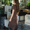 PX女装夏季新款 休闲风全棉短袖时尚连衣长裙 824208282咖色 商品缩略图1
