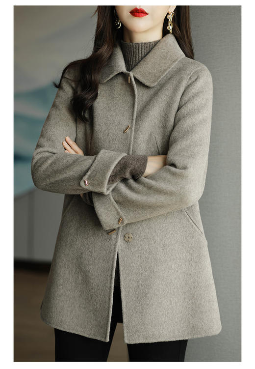 雀说 韩版气质小个子呢子大衣女秋冬修身毛呢外套女4ZF-021915 商品图4