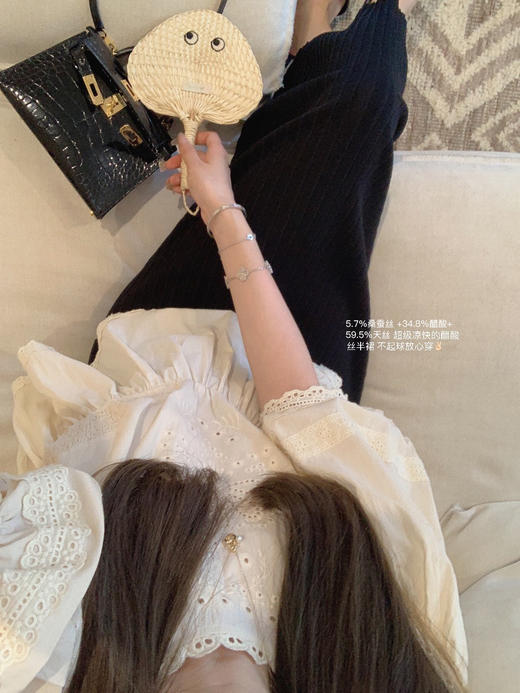 金蘑菇菇 醋酸丝 夏日版三千遍 /直筒过膝针织半裙通勤气质百褶裙 商品图3