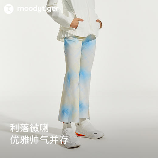 【24年夏新品】moodytiger儿童运动裤24年春季新款九分舒适运动喇叭裤41211303 商品图2