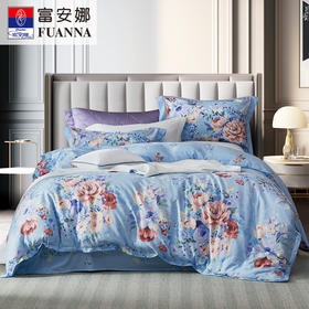 【6F】富安娜床单四件\墨韵秋色，蓝色，