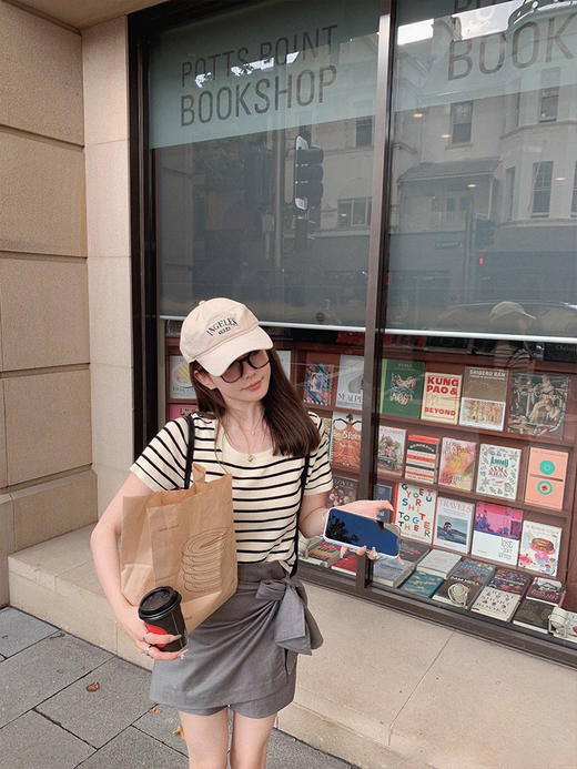 XS/S码 金蘑菇菇 满分休闲 夏日条纹版/ 条纹短袖工装裙裤甜酷少女套装 商品图3