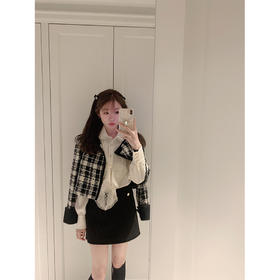 金蘑菇菇 布契拉提 / 小香风格子外套女+设计感白衬衫气质两件套
