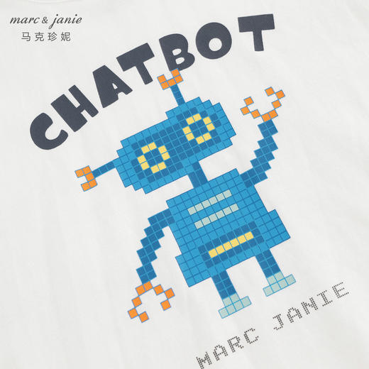 马克珍妮男童趣味机器人短袖T恤儿童纯棉上衣2024夏装新款240505 商品图5