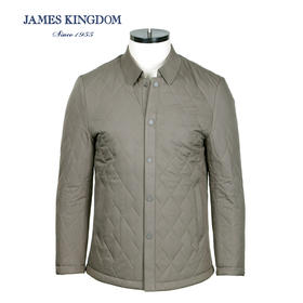 菱形棉服占姆士男士秋冬棉衣新款轻薄翻领休闲夹克外套商务保暖