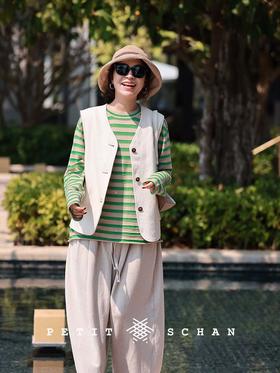 小园丁的新伙伴 日本进口超宽纹理斜纹布休闲工装小马甲