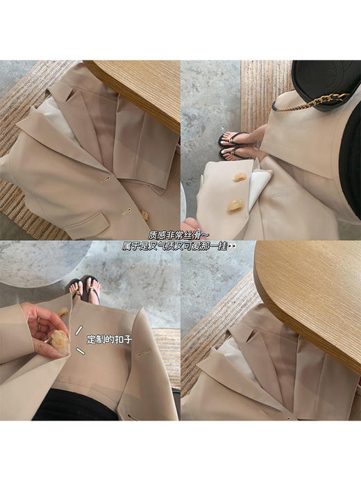 金蘑菇菇 黑标线 醋酸天丝西装/休闲廓形西装外套女韩版宽松西服 商品图3