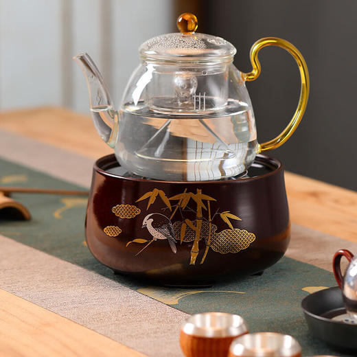 厂家直发/龙隐斋 【金光釉】古铜地竹鸟电陶炉家用功夫茶具烧水煮茶炉小型静音电茶炉泡茶专用茶炉 商品图8