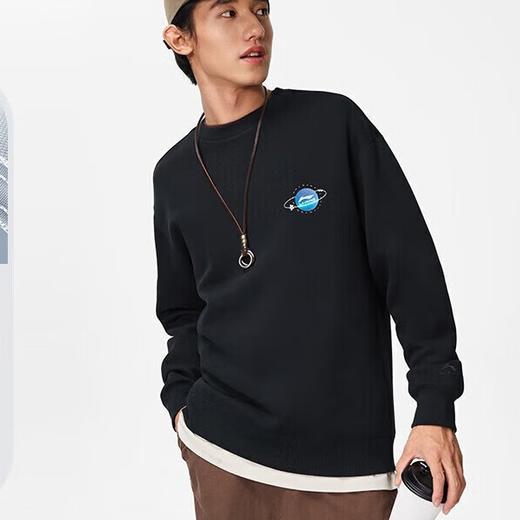 李宁卫衣男子套头卫衣2024春季圆领LOGO字母印花环保外套AWDU019 商品图1