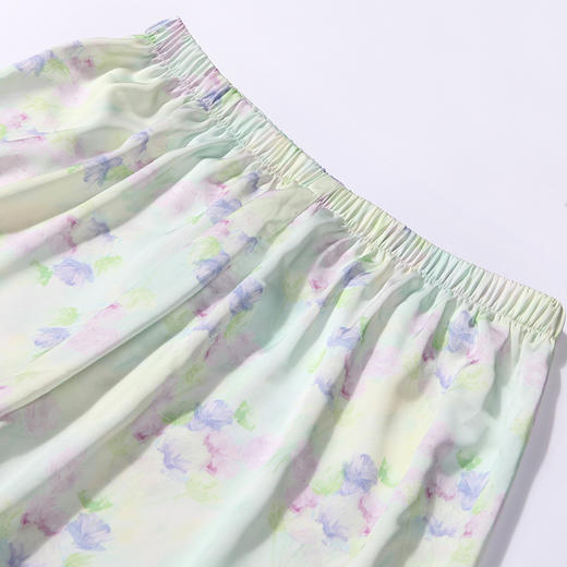 都市丽人好睡好眠春夏睡衣女冰雪丝印花家居服薄款短袖长裤女士丝质套装LH41B4 商品图7