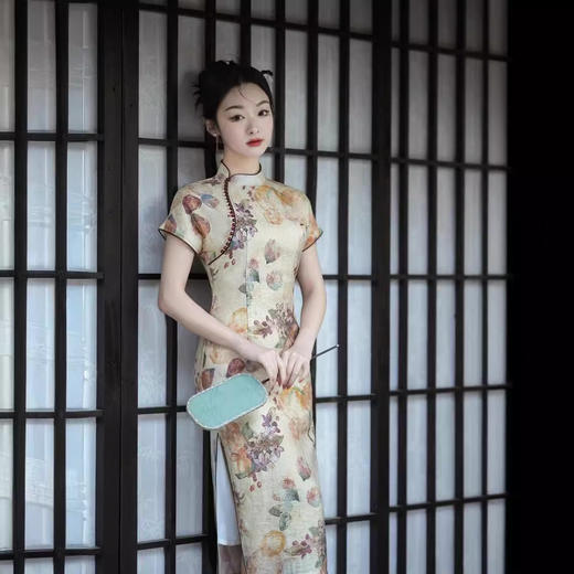 春季新款，气质优雅日常可穿复古天丝麻短袖旗袍GSJ-801 商品图1