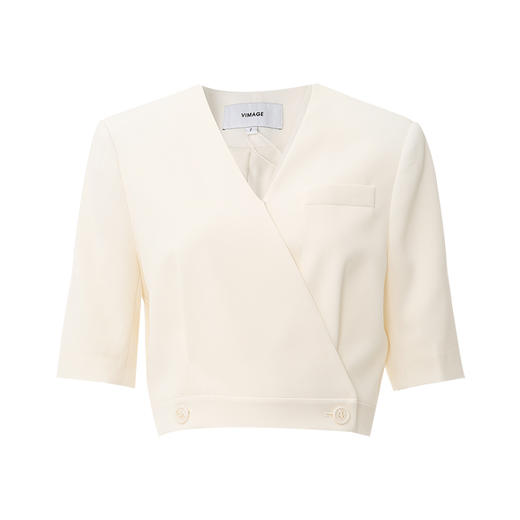VIMAGE纬漫纪春季新款时尚显瘦小众设计纯色薄短外套V2103714 商品图5