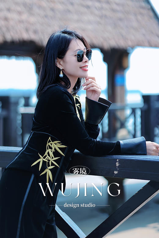 【雾境定制】黑金锦竹高级感新中式拼皮刺绣上衣外套  3203095 商品图5