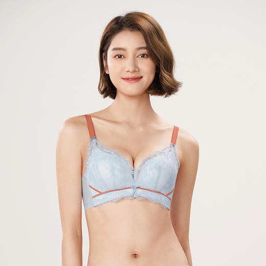 都市丽人聚拢升杯内衣女蕾丝文胸A杯适穿3/4杯中厚常规内衣树脂胶圈三排扣YB41A3 商品图3