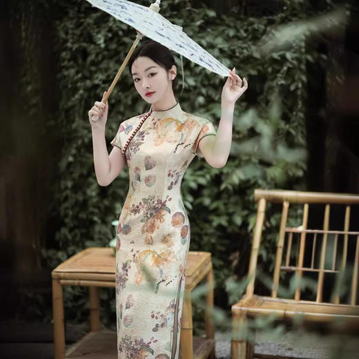 春季新款，气质优雅日常可穿复古天丝麻短袖旗袍GSJ-801 商品图3