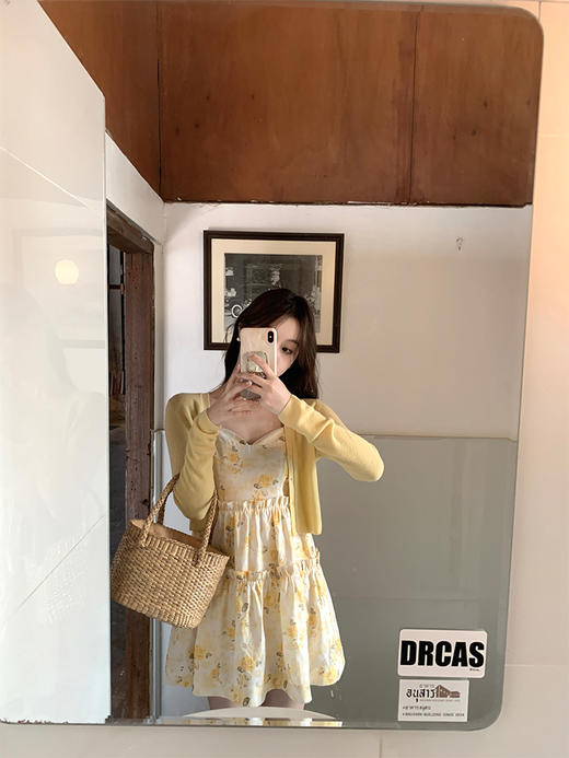 金蘑菇菇 爱意如晚霞 呼吸亚麻系列 / 法式温柔风碎花吊带连衣裙 商品图7