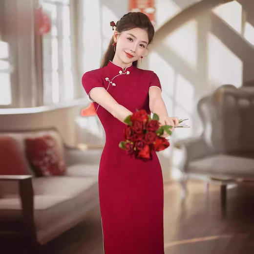 春秋季新款，红色结婚日常可穿敬酒服新娘年轻款新中式改良旗袍GSJ-811 商品图2