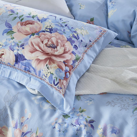 【6F】富安娜床单四件\墨韵秋色，蓝色， 商品图4